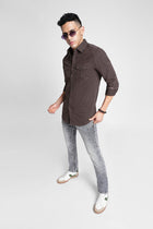 Brown Double Pocket Cotton Shirt - Shirt - 230424628