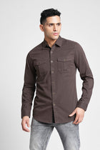 Brown Double Pocket Cotton Shirt - Shirt - 230424628