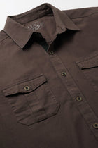 Brown Double Pocket Cotton Shirt - Shirt - 230424628