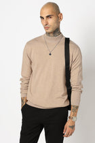 BROWN HIGH NECK FLATKNIT PULLOVER - T Shirt - 250960215
