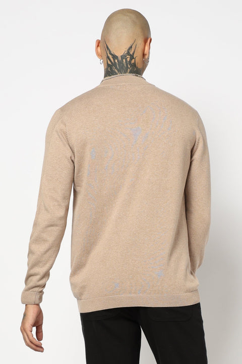 BROWN HIGH NECK FLATKNIT PULLOVER - T Shirt - 250960215