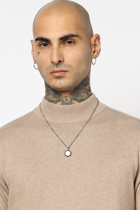 BROWN HIGH NECK FLATKNIT PULLOVER - T Shirt - 250960215