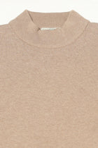 BROWN HIGH NECK FLATKNIT PULLOVER - T Shirt - 250960215