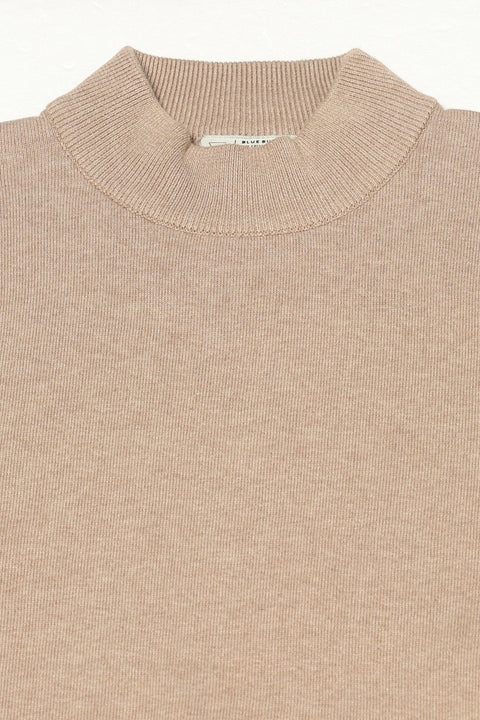 BROWN HIGH NECK FLATKNIT PULLOVER - T Shirt - 250960215