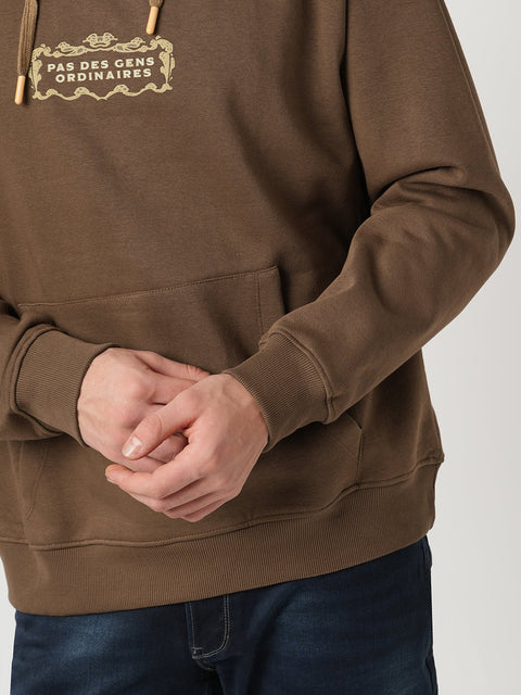 BROWN OVERSIZED FLEECE HOODIE - Sweatshirt - 250960089