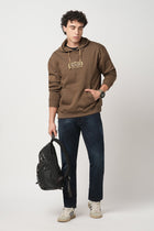 BROWN OVERSIZED FLEECE HOODIE - Sweatshirt - 250960089