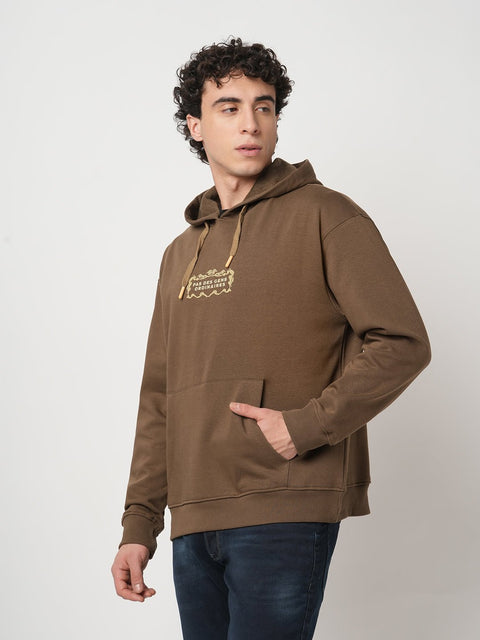 BROWN OVERSIZED FLEECE HOODIE - Sweatshirt - 250960089