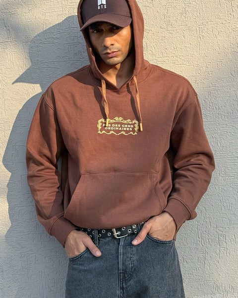 BROWN OVERSIZED FLEECE HOODIE - Sweatshirt - 250960089