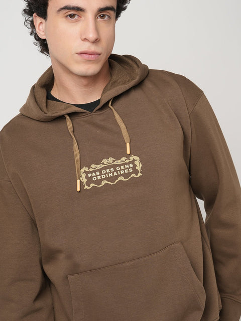 BROWN OVERSIZED FLEECE HOODIE - Sweatshirt - 250960089