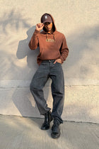 BROWN OVERSIZED FLEECE HOODIE - Sweatshirt - 250960089