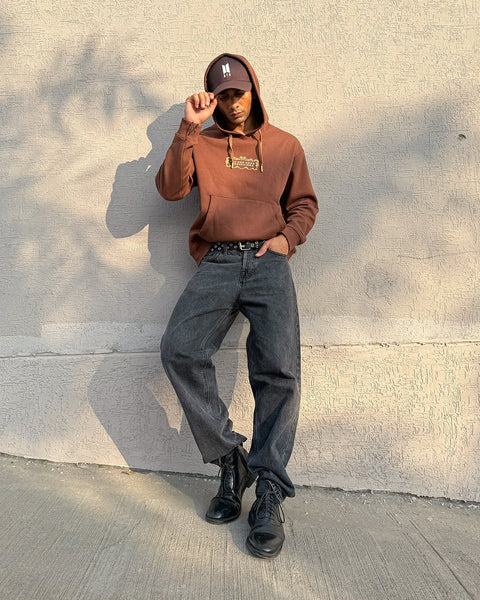 BROWN OVERSIZED FLEECE HOODIE - Sweatshirt - 250960089