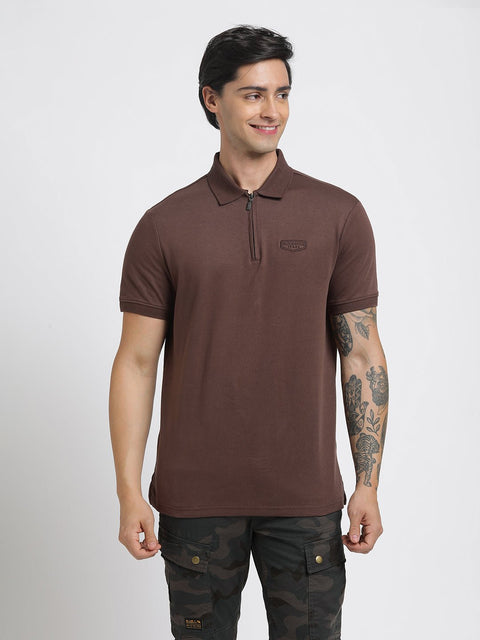 Brown Polo Cotton T-Shirt - T-Shirt - 231231182