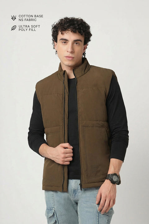 BROWN PUFFER CARGO POCKET JACKETS - Jacket - 251070374