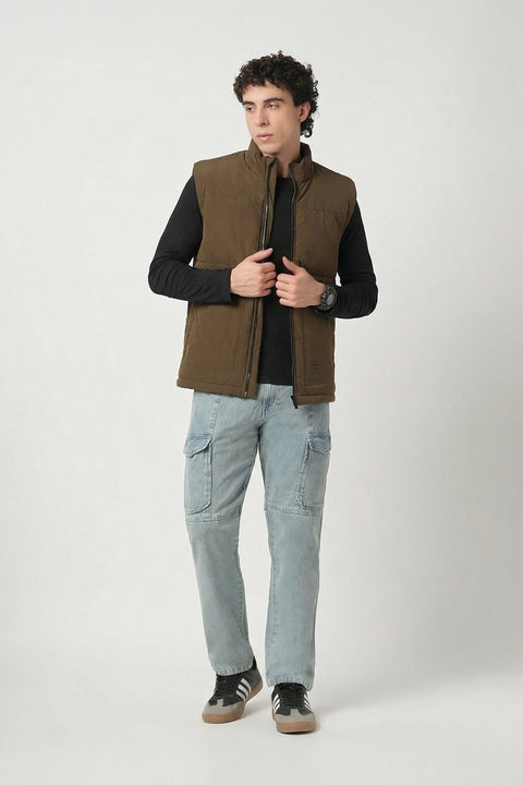 BROWN PUFFER CARGO POCKET JACKETS - Jacket - 251070374