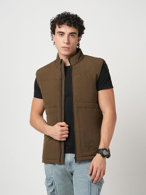 BROWN PUFFER CARGO POCKET JACKETS - Jacket - 251070374