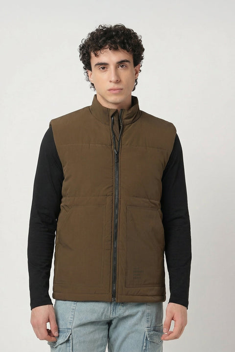 BROWN PUFFER CARGO POCKET JACKETS - Jacket - 251070374