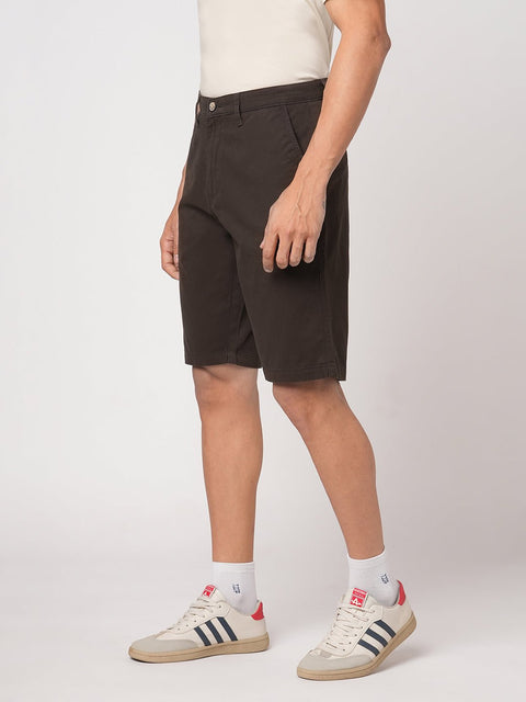 BROWN REGULAR FIT SHORTS - Shorts - 251050036