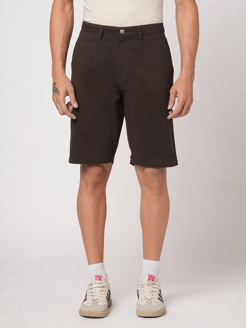 BROWN REGULAR FIT SHORTS - Shorts - 251050036