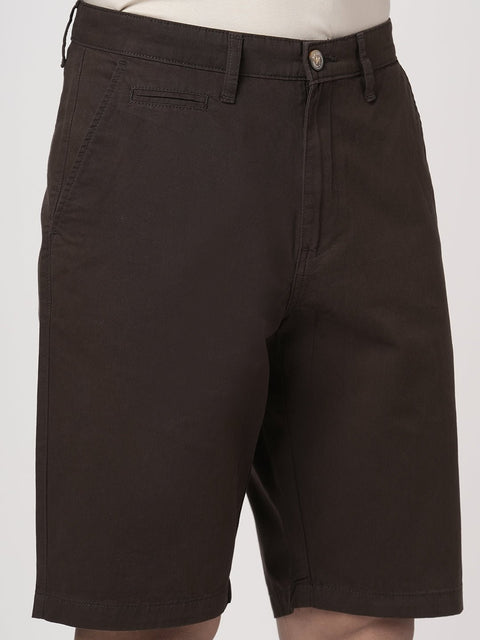 BROWN REGULAR FIT SHORTS - Shorts - 251050036