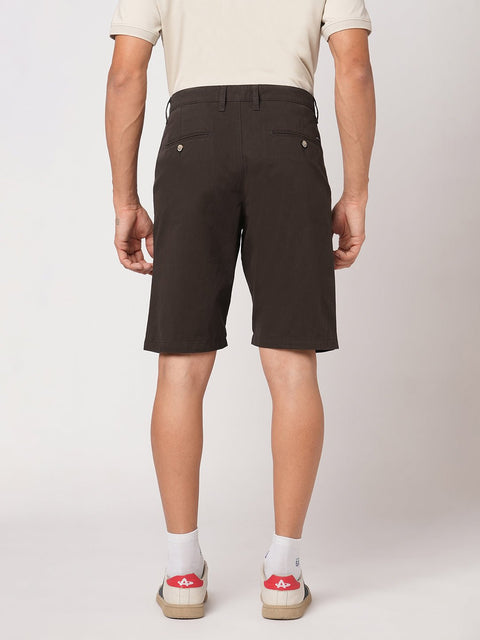 BROWN REGULAR FIT SHORTS - Shorts - 251050036