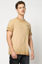 Brown Round Neck T Shirt - T Shirts - 230830752