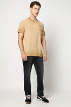 Brown Round Neck T Shirt - T Shirts - 230830752