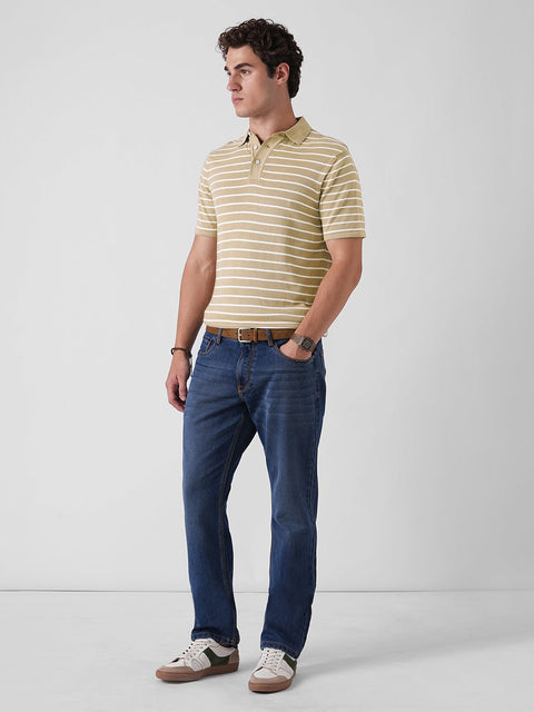 BROWN STRIPE FLATKNIT POLO - T Shirt - 3IS1F0355