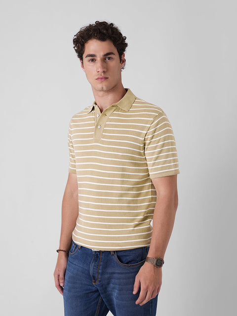 BROWN STRIPE FLATKNIT POLO - T Shirt - 3IS1F0355
