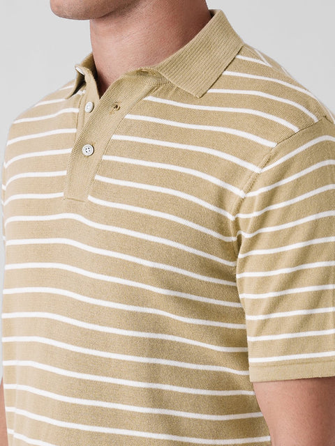 BROWN STRIPE FLATKNIT POLO - T Shirt - 3IS1F0355
