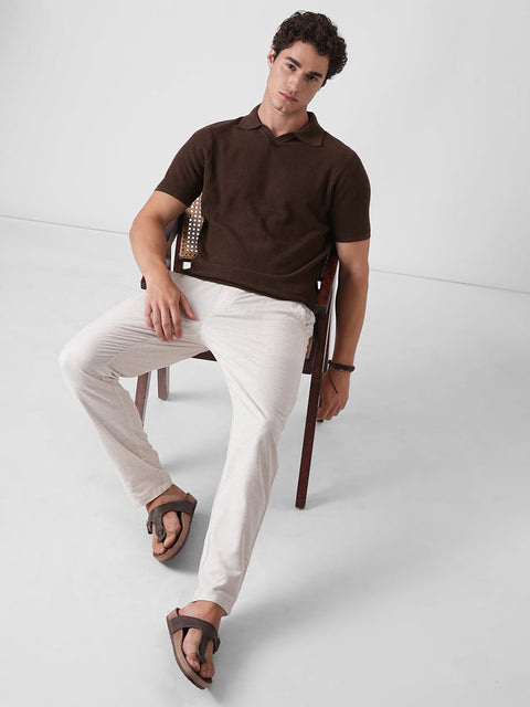 BROWN STRUCTURED FLATKNIT POLO - T Shirt - 3IS1F0229