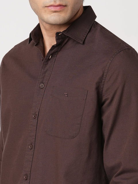 BROWN TAILORED FIT COTTON SHIRT-Shirt - 260134395