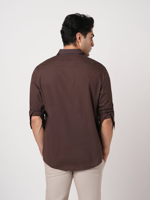 BROWN TAILORED FIT COTTON SHIRT-Shirt - 260134395