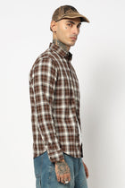 BROWN TARTAN CHECKERED COTTON SHIRT-Shirt - 250832106