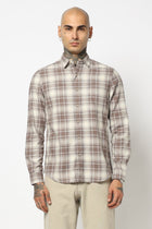 BROWN TARTAN CHECKERED FULL SLEEVE SHIRT-Shirt - 250731727