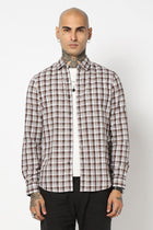 BROWN TARTAN CHECKERED SHIRT-Shirts - 250731757