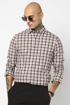 BROWN TARTAN CHECKERED SHIRT-Shirts - 250731757