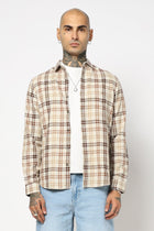 BROWN TARTAN CHECKERED TAILORED FIT SHIRT-Shirt - 250731702