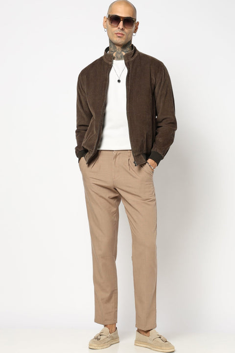 BROWN TRAVELLER FIT LINEN TROUSER - Trousers - 250740735