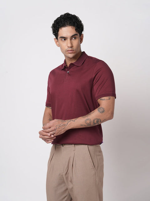 BURGANDY MERCERISED POLO - T Shirt - 250830728