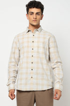 CALDEN Cream Checkered Shirt - Shirt - 250330853