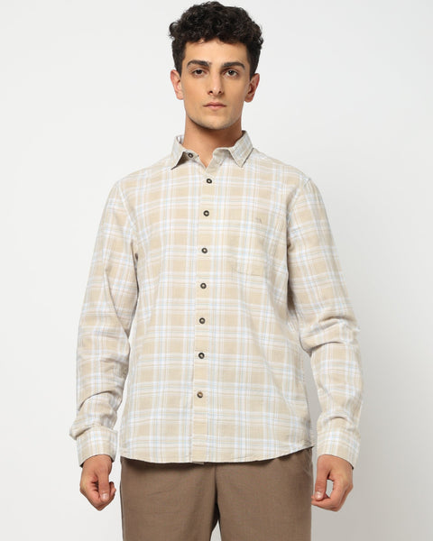 CALDEN Cream Checkered Shirt - Shirt - 250330853