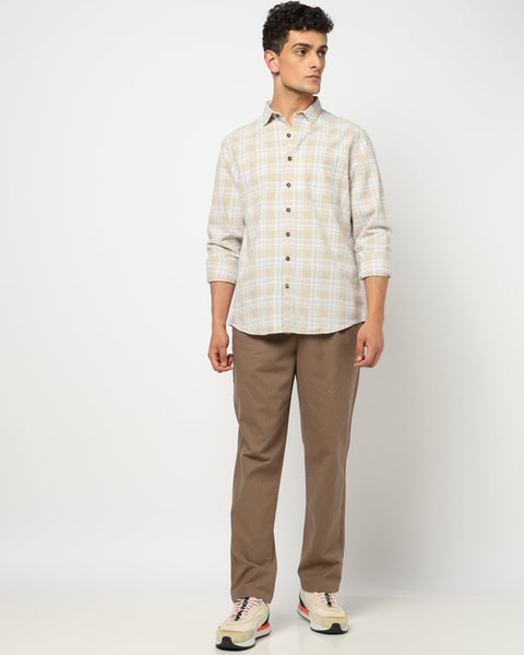 CALDEN Cream Checkered Shirt - Shirt - 250330853