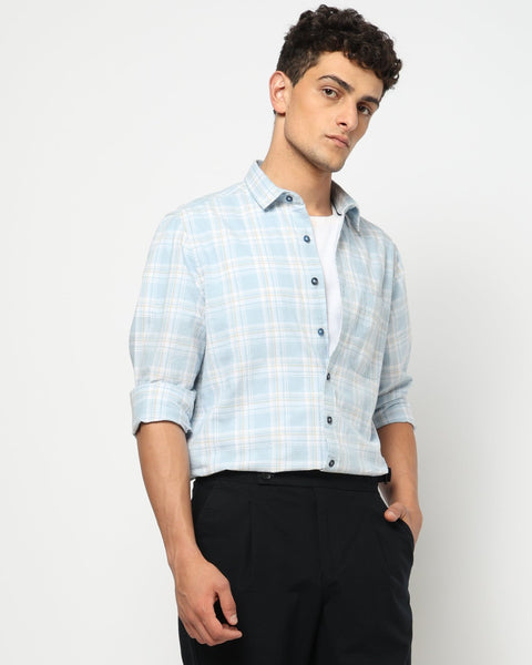 CALDEN Light Blue Checkered Shirt - Shirt - 250330858