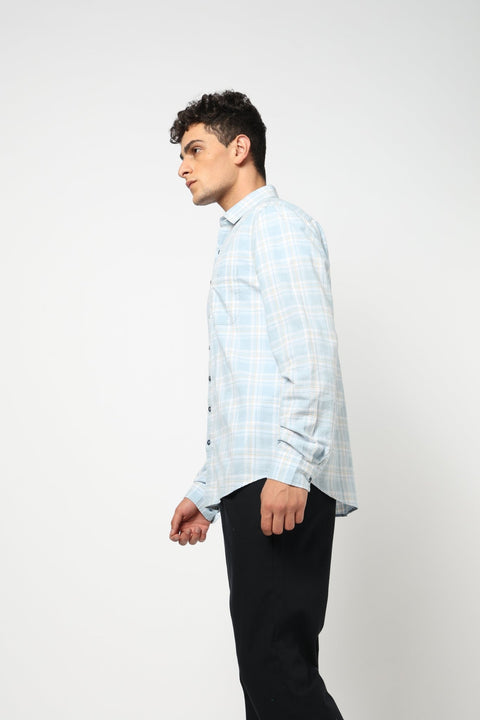 CALDEN Light Blue Checkered Shirt - Shirt - 250330858