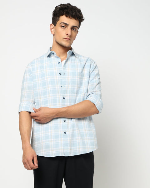 CALDEN Light Blue Checkered Shirt - Shirt - 250330858