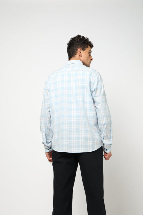 CALDEN Light Blue Checkered Shirt - Shirt - 250330858