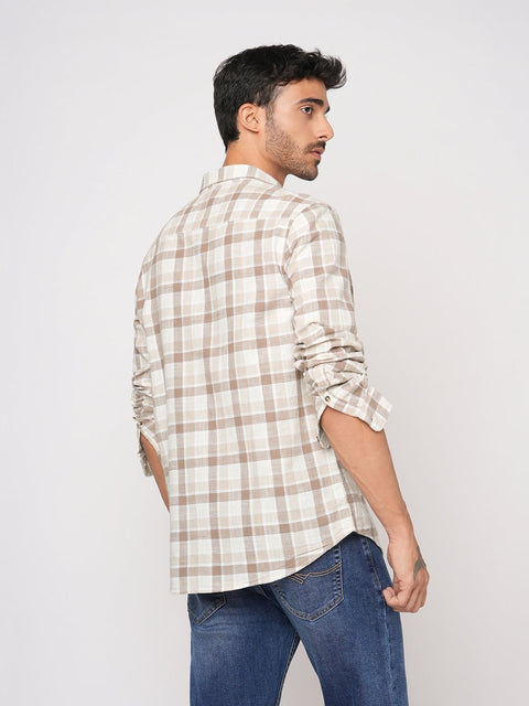 CAMEL CHECKERED COTTON SHIRT-Shirt - 251133615