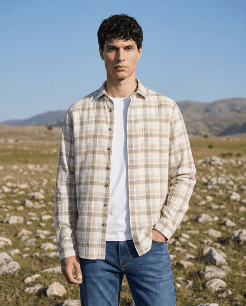CAMEL CHECKERED COTTON SHIRT-Shirt - 251133615