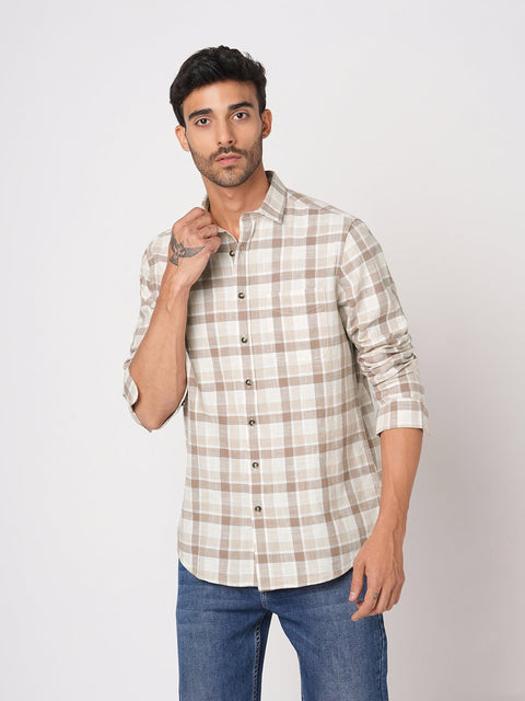 CAMEL CHECKERED COTTON SHIRT-Shirt - 251133615