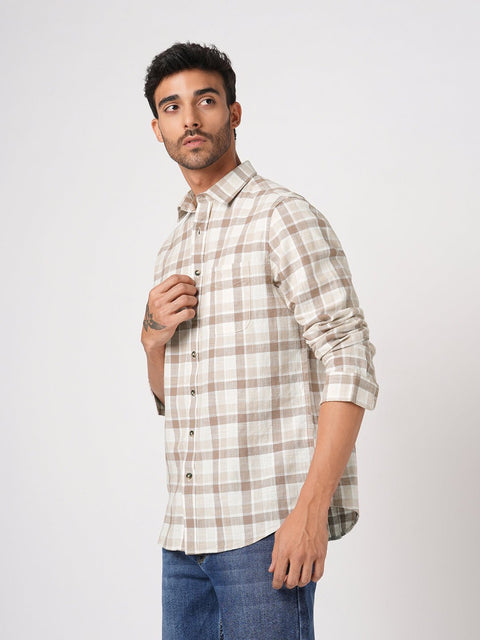 CAMEL CHECKERED COTTON SHIRT-Shirt - 251133615